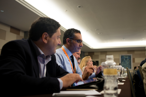 Fadi Chehad&eacute;, President and CEO of ICANN sits in the audience during an ICANN open forum at the 2013 Internet Governance Forum in Bali.
