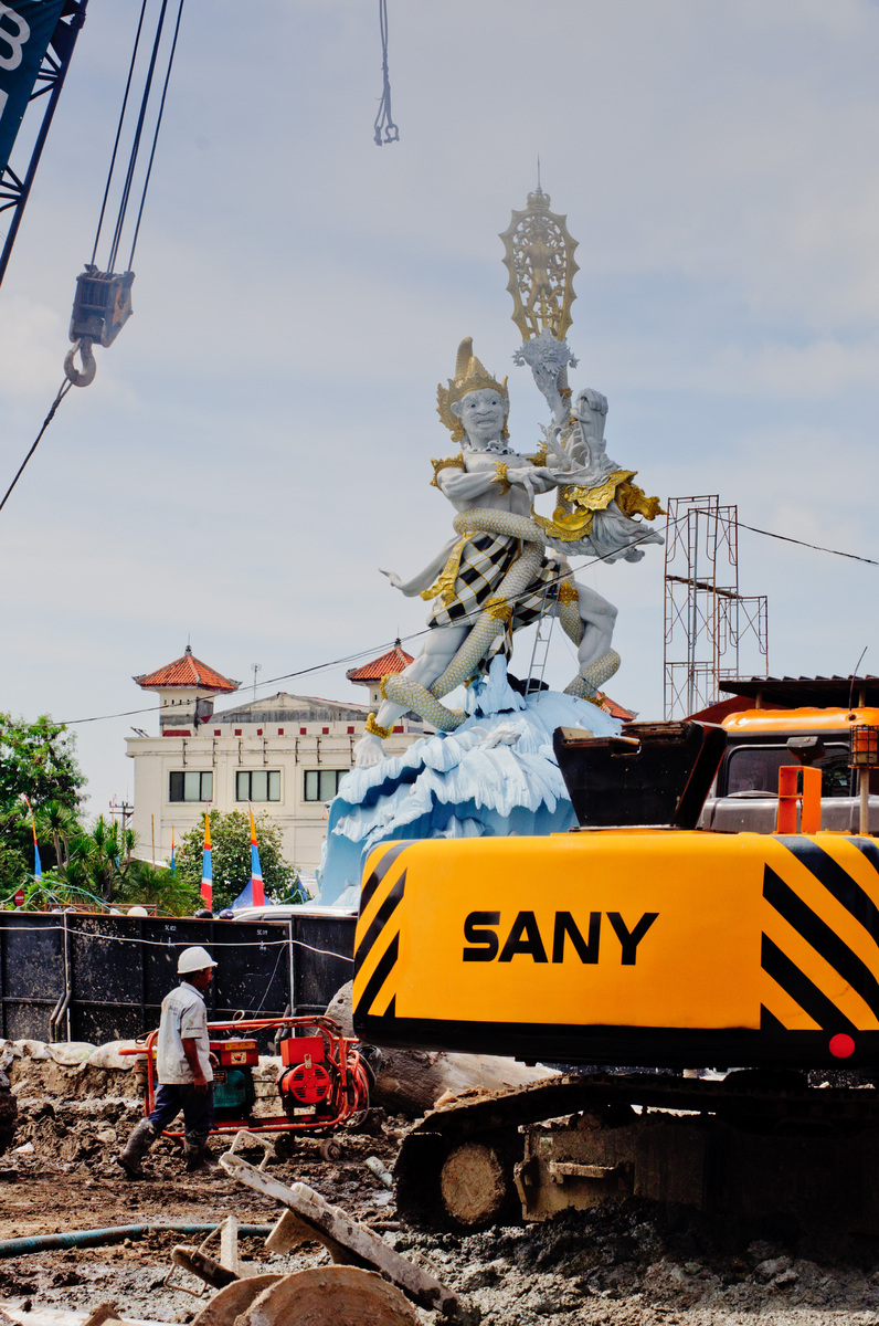 As construction roars all around, this monument dominates a major intersection between Kuta, Sanur and Denpasar in Bali, Indonesia.
