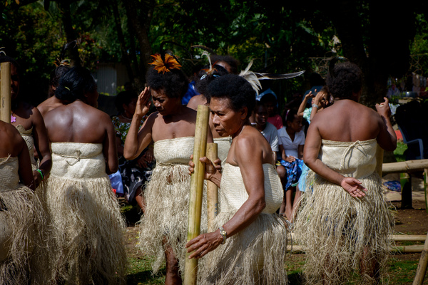 Kastom dancers from South Maewo performing in Freswota Park, Port Vila.
