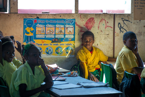 Children at the local English school on Ifira island.
