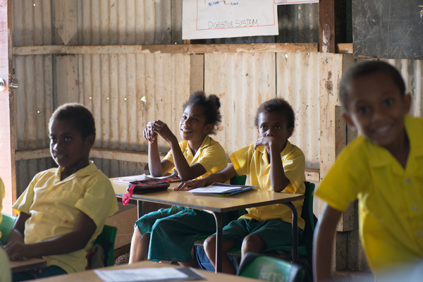 Children at the local English school on Ifira island.
