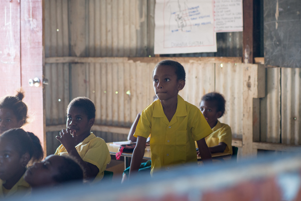 Children at the local English school on Ifira island.
