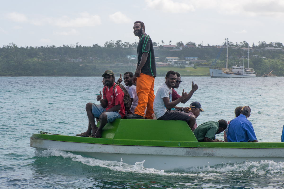 A water taxi carries residents back to Ifira island.

