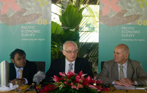 Members of the panel introducing the Pacific Economic Survey in Port Vila. The event was co-presented by AusAID and the Pacific Institute of Public Policy.
