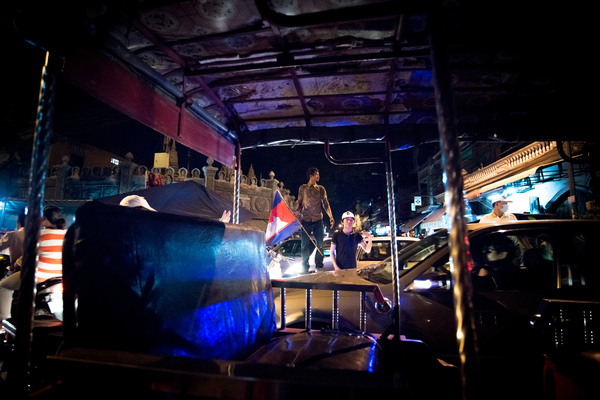 A political rally in downtown Phnom Penh.
