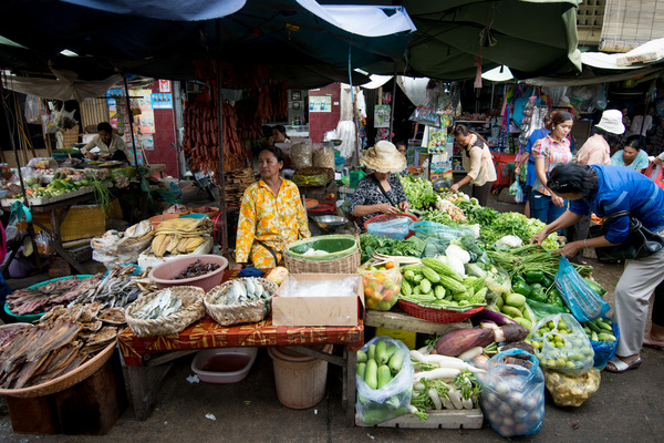 Phnom Penh's central food market.
