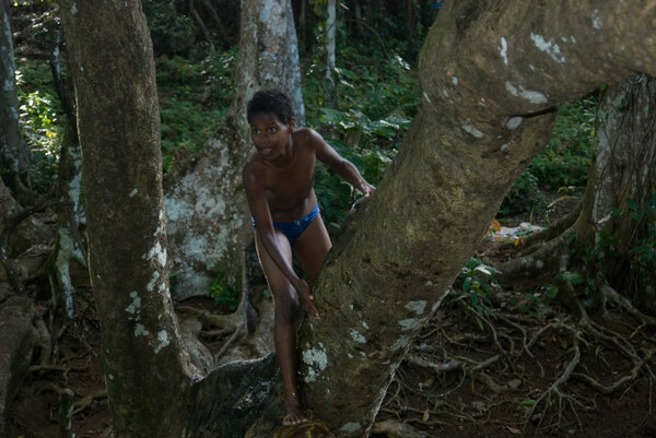 Children swimming on the Rentapao River, North Efate.
