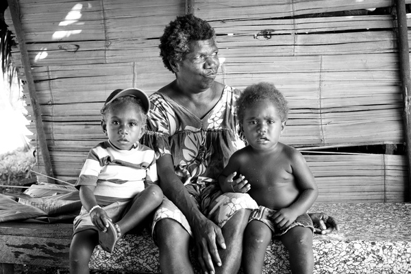 Grandmother and grandsons at Port Olry, Santo.
