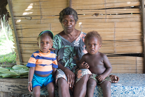 Grandmother and grandsons at Port Olry, Santo.
