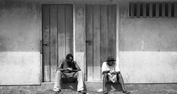 Two young men wait for the plane to arrive.
Black and white this time....
