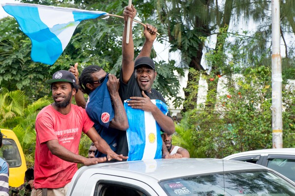 World Cup supporters celebrating.
