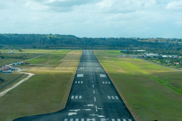 A view of the final approach to Port Vila's Bauerfield International Airport.
