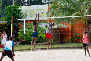 A friendly match between Vanuatu Beach Volleyball team sides.
