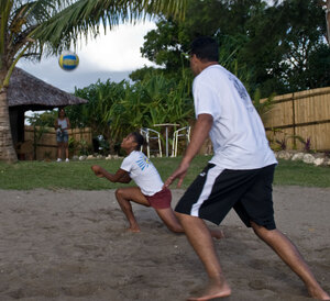 One of a series of photos taken in a recent event promoting beach bolleyball in Mele recently.
