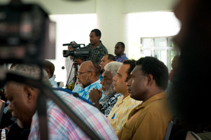 West Papua independence leader Benny Wenda on his historic visit to the Vanuatu parliament.
