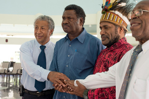 West Papua independence leader Benny Wenda on his historic visit to the Vanuatu parliament.
