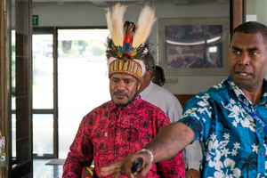 West Papua independence leader Benny Wenda on his historic visit to the Vanuatu parliament.
