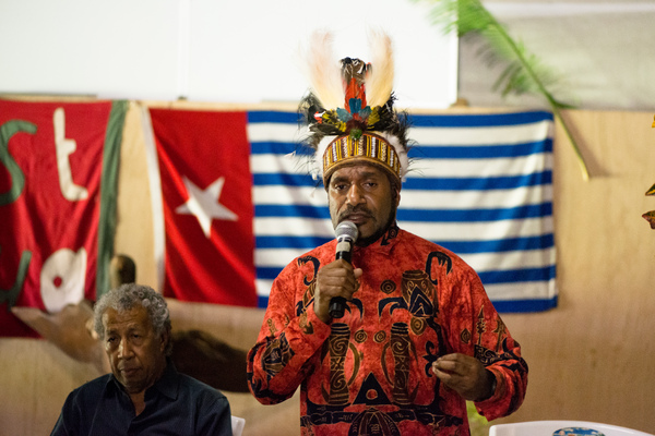 Benny Wenda at Chiefs' Nakamal in Port Vila.
