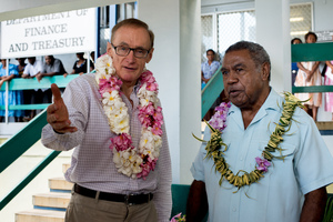 More shots from Senator Bob Carr's visit to Port Vila.
