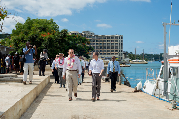 More shots from Senator Bob Carr's visit to Port Vila.
