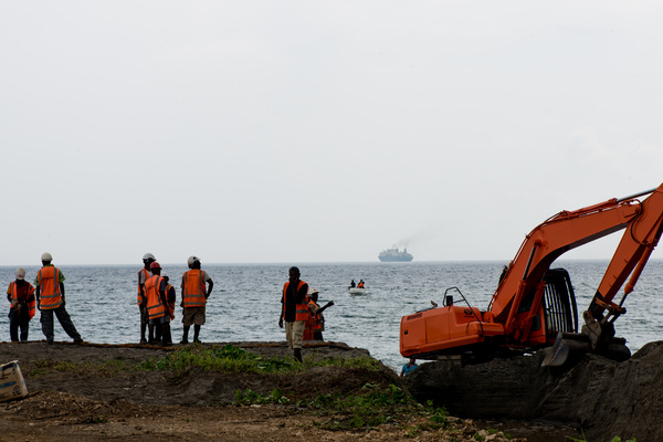 An historic day for Vanuatu: Landing operations for its first undersea fibre-optic cable.
