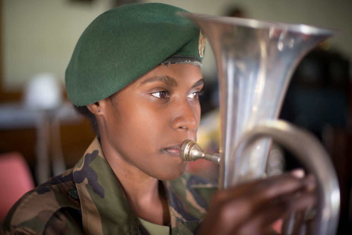 Karina plays second horn in the Vanuatu Mobile Force band, but she doesn't take second place to anyone.
