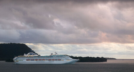 Cruise Ship Leaving Port Vila