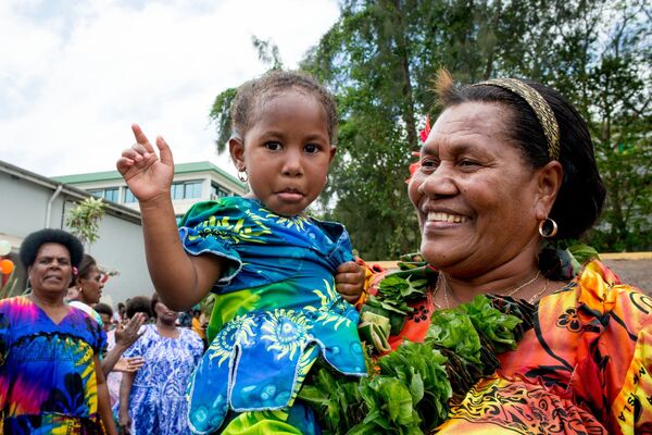 Kastom danis in downtown Port Vila.
