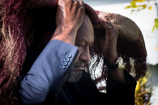 Prime Minister Charlot Salwai covers himself with a ceremonial red mat as he pays his respects to President Baldwin Lonsdale, whose body lies in state at the State House Nakamal.
