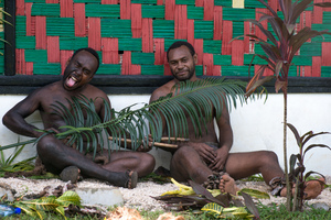Kastom dancers on Chiefs' Day outside the Chiefs' Nakamal in Port Vila.
