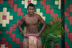Kastom dancers on Chiefs' Day outside the Chiefs' Nakamal in Port Vila.
