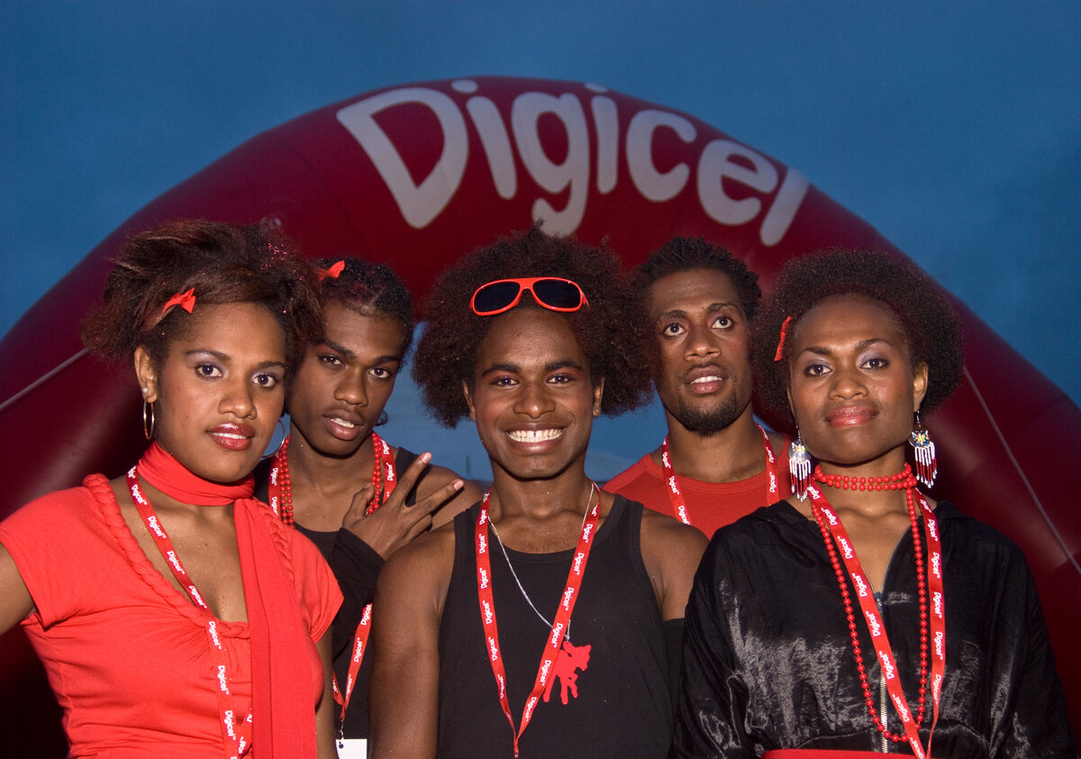 Greeters at the Digicel launch party.
