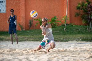 I followed some of the Wan Smolbag youth down to the beach volleyball courts. This is what I saw.
