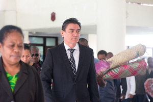 Deputy Prime Minister Moana Carcasses pays his respects.
