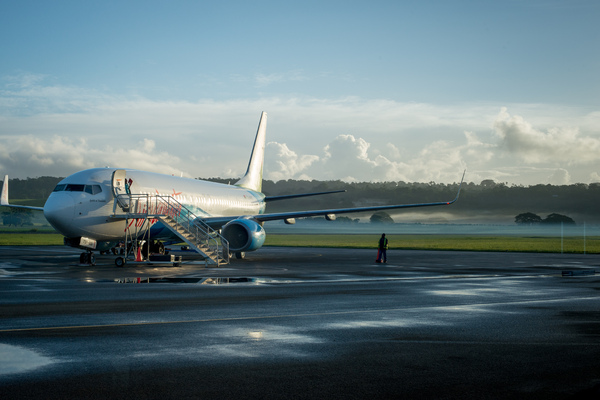 Air Vanuatu's 737 prepares for departure.
