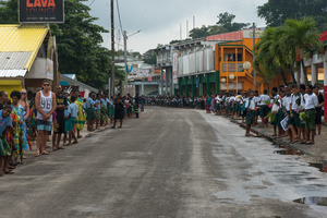 Following a funeral service in the Parliamentary rotunda, much beloved and universally admired President Baldwin Lonsdale was farewelled by a massive crowd lining the route to the airport. A kilometre-long cortege accompanied the body.
