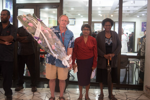 Following a funeral service in the Parliamentary rotunda, much beloved and universally admired President Baldwin Lonsdale was farewelled by a massive crowd lining the route to the airport. A kilometre-long cortege accompanied the body.
