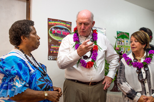 Governor General of Australia Peter Cosgrove visits Vanuatu Women's Centre.
