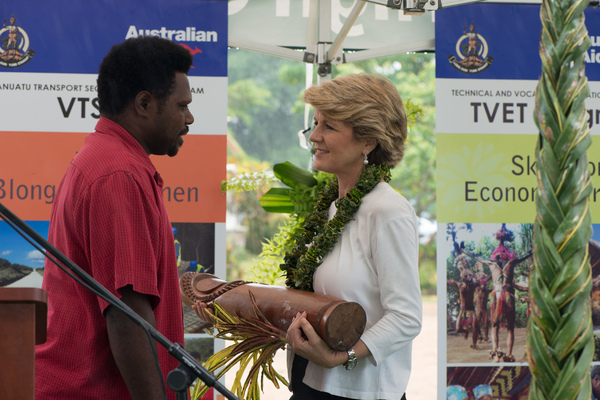 More shots from Australian foreign minister Julie Bishop's 2013 visit to Port Vila.
