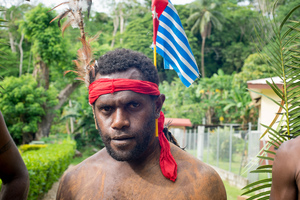 Kastom ceremony at the Melanesian Spearhead Group's HQ to mark the submission of the West Papuan membership bid.
