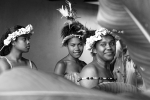 Futunese kastom dancers waiting to greet Prime Minister Joe Natuman at the opening ceremony for Pacific ICT Days 2015.
