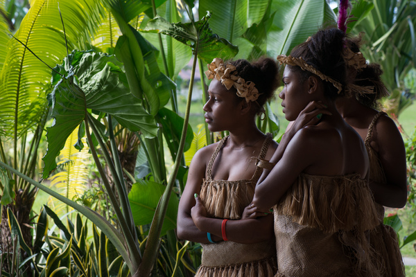 Futunese kastom dancers waiting to greet Prime Minister Joe Natuman at the opening ceremony for Pacific ICT Days 2015.
