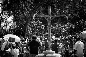 Shots from the burial of a Catholic priest in Montmartre cemetery.
