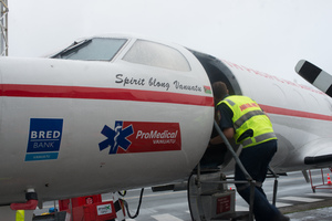 Guests were treated a a dress-rehearsal as ProMedical and South Pacific Air Ambulance staff put the new aircraft through its paces, simulating the loading of a patient using a custom-built electrical ramp.
