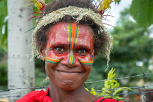 Kastom Dancers from Tanna arrived quite literally by the truckload at the 35th independence day ceremonies in Port Vila, Vanuatu. Over 400 of them performed in the finale.
