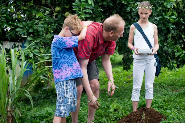 Shots from a memorial tree planting ceremony.
