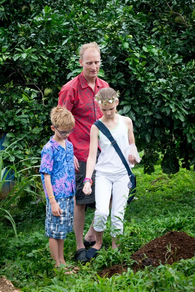 Shots from a memorial tree planting ceremony.
