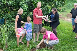 Shots from a memorial tree planting ceremony.
