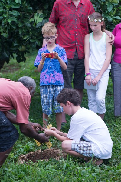Shots from a memorial tree planting ceremony.
