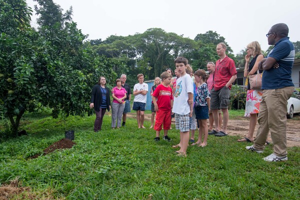 Shots from a memorial tree planting ceremony.
